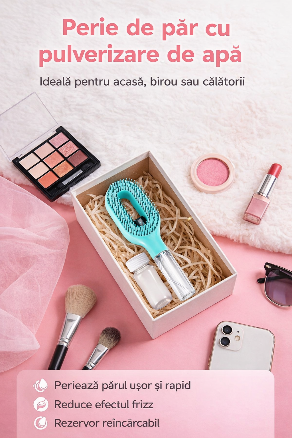 Perie de Păr cu Pulverizator